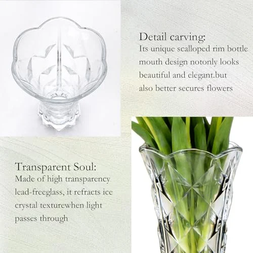 Large Crystal Glass Vase for Weddings and Living Room Decor features