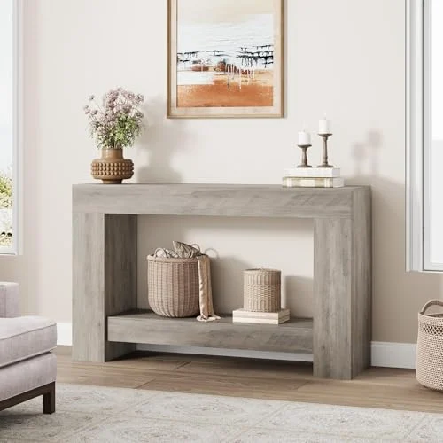 Long Console Table with 2-Tier Storage for Living Rooms features