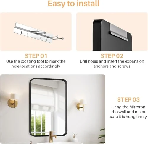 Matte Black Metal Framed Bathroom Mirror for Farmhouse Style features