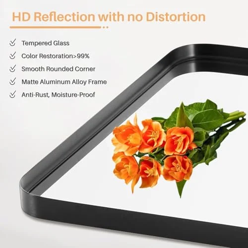 Matte Black Metal Framed Bathroom Mirror for Farmhouse Style results