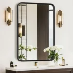 Matte Black Metal Framed Bathroom Mirror for Farmhouse Style