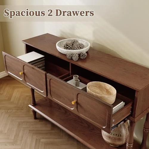 Mid-Century Console Table with 2 Drawers and Open Shelf results