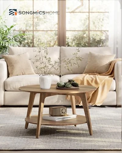 Mid Century Modern Round Coffee Table for Stylish Living Room Decor detail