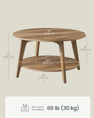 Mid Century Modern Round Coffee Table for Stylish Living Room Decor features