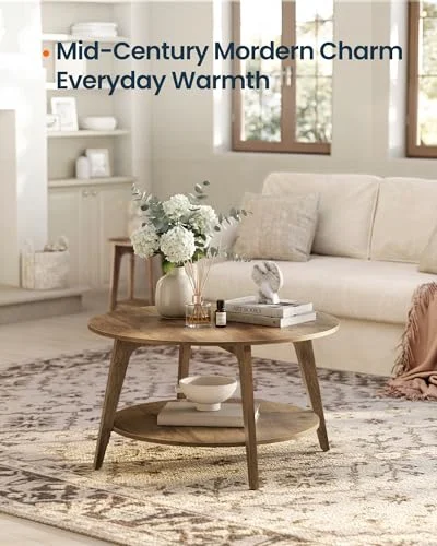 Mid Century Modern Round Coffee Table for Stylish Living Room Decor showcase