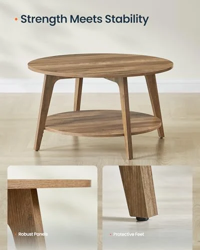 Mid Century Modern Round Coffee Table for Stylish Living Room Decor unboxing
