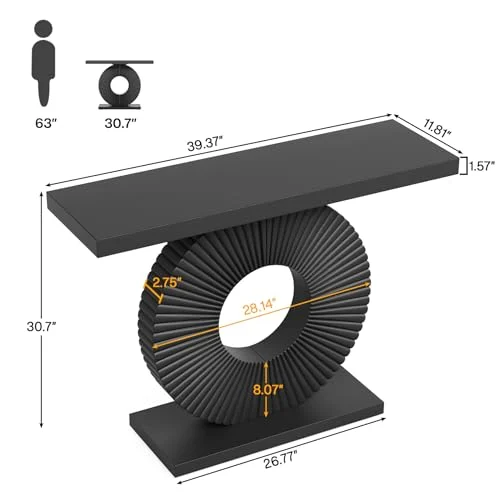 Modern Console Table with Geometric Base for Entryways detail