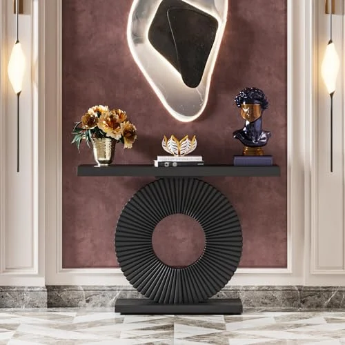 Modern Console Table with Geometric Base for Entryways showcase
