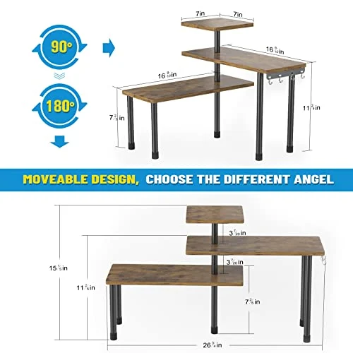 Moveable 3-Tier Corner Shelf Organizer for Kitchen and Bathroom detail