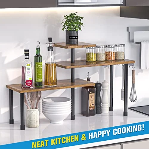 Moveable 3-Tier Corner Shelf Organizer for Kitchen and Bathroom features