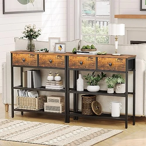 Narrow Console Table with 2 Fabric Drawers for Entryway Storage results