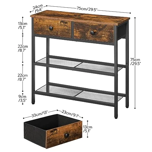 Narrow Console Table with 2 Fabric Drawers for Entryway Storage showcase