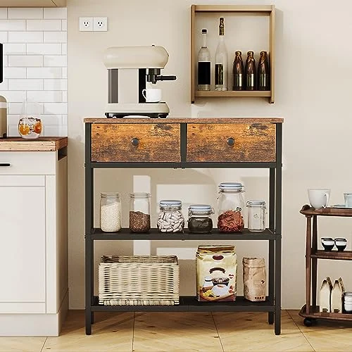 Narrow Console Table with 2 Fabric Drawers for Entryway Storage unboxing