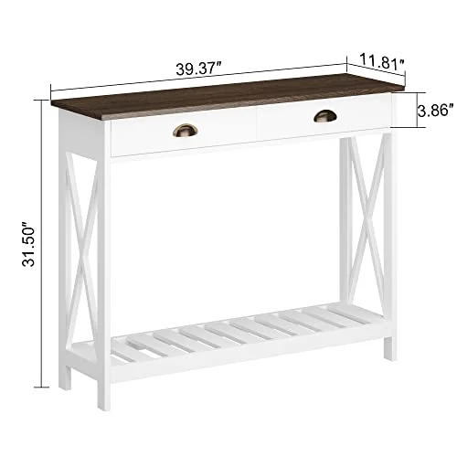 Narrow Console Table with Drawer for Rustic Entryway Organization detail