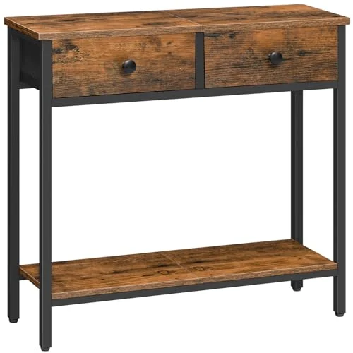 Narrow Console Table with Fabric Drawers and 2-Tier Storage review