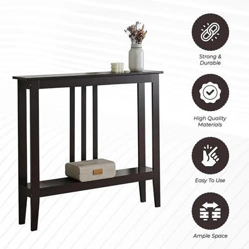 Narrow Console Table with Storage Shelf for Entryways unboxing