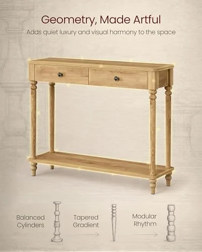Narrow Entryway Sofa Table with Drawers and Shelf features