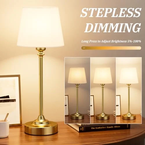 Rechargeable Gold Table Lamp with Touch Control for Home detail