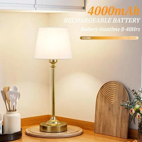 Rechargeable Gold Table Lamp with Touch Control for Home showcase