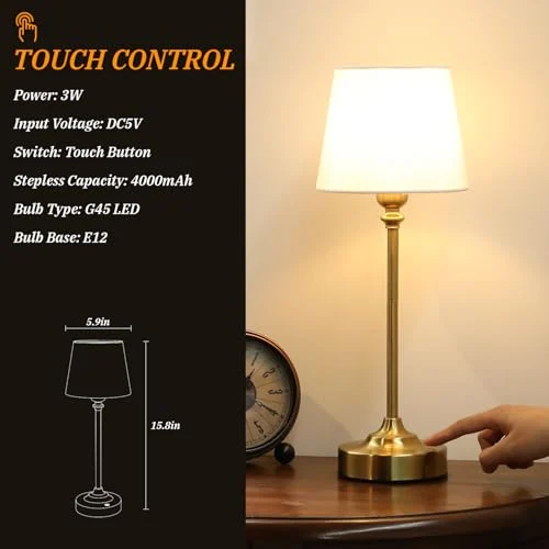 Rechargeable Gold Table Lamp with Touch Control for Home unboxing