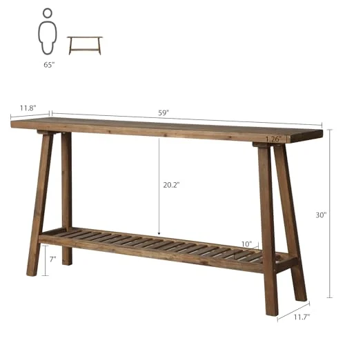 Reclaimed Solid Wood Console Table for Modern Entryways detail