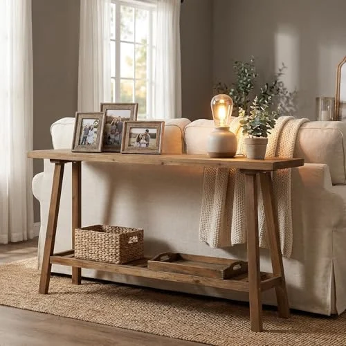 Reclaimed Solid Wood Console Table for Modern Entryways unboxing