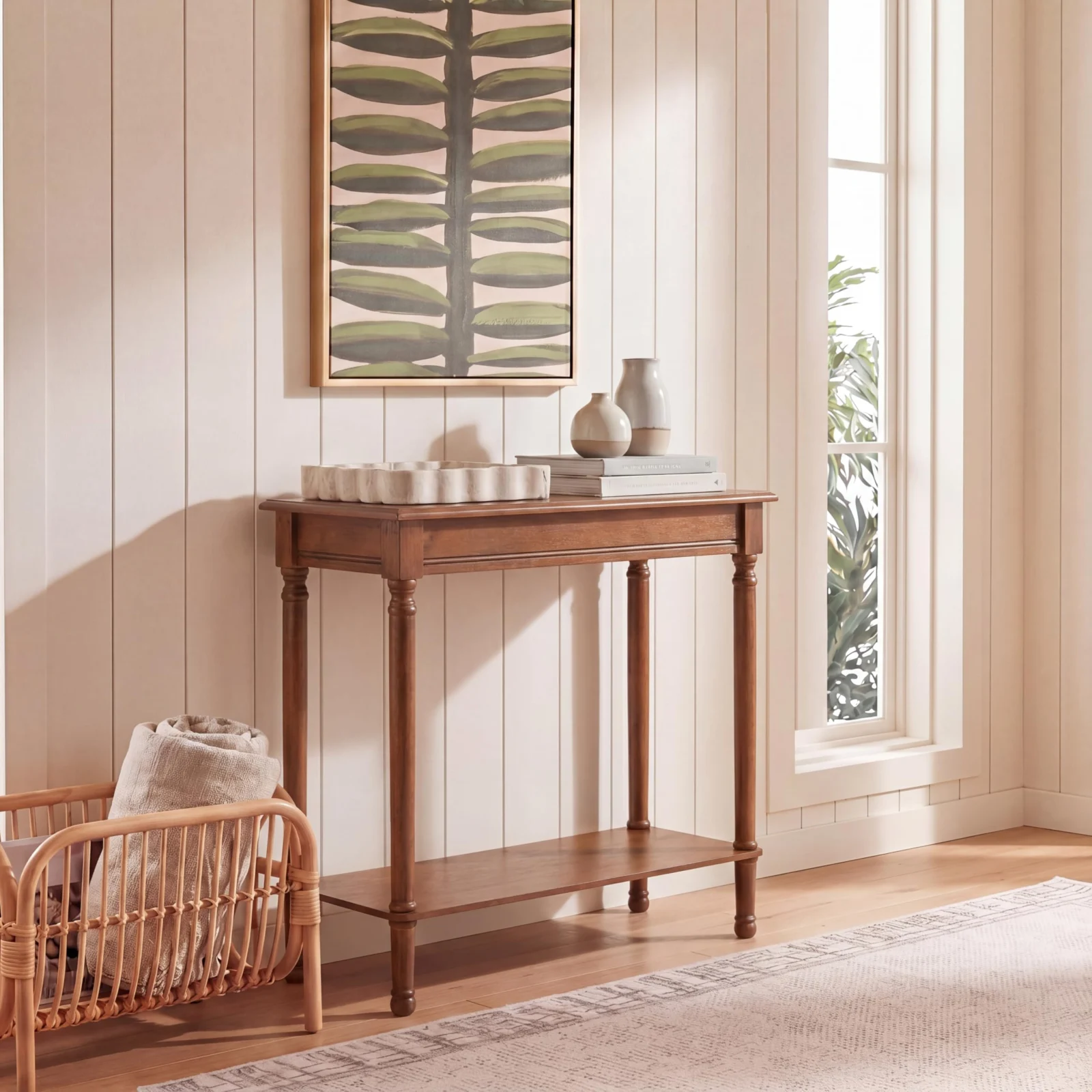Rectangle Console Table with Farmhouse Design for Hallways review