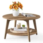 Round Coffee Table with 2-Tier Design and Easy Assembly for Living Room
