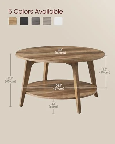 Round Coffee Table with 2-Tier Design and Easy Assembly for Living Room showcase