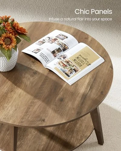 Round Coffee Table with 2-Tier Design and Easy Assembly for Living Room unboxing