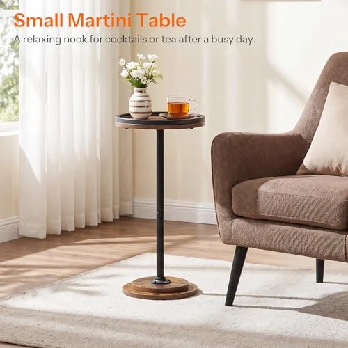 Round Drink Table with Pedestal for Living Room or Bedroom unboxing