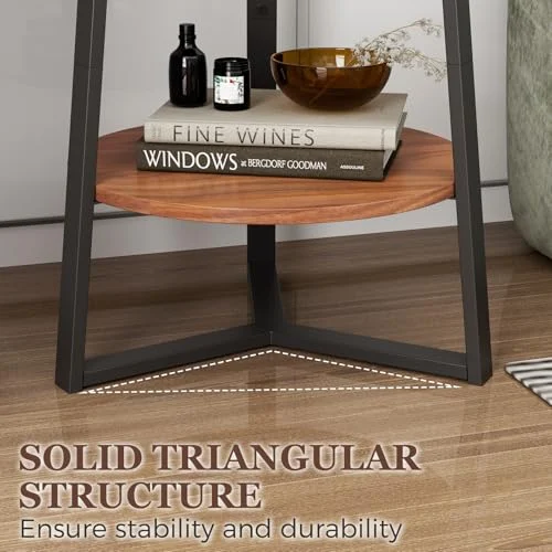 Round End Table with Storage Shelf and Metal Frame for Farmhouse Decor results
