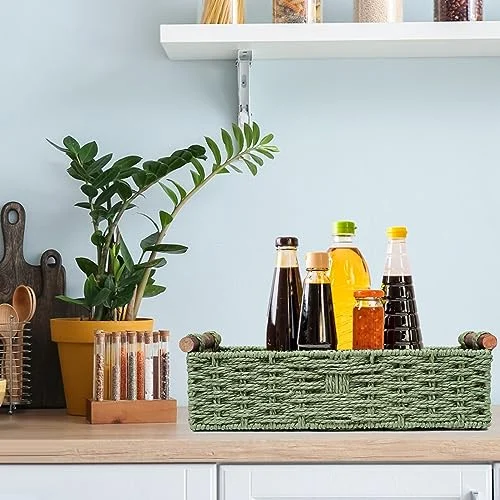 Round Paper Rope Storage Basket – Decorative Organizer with Handle unboxing