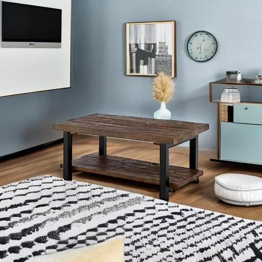 Rustic Coffee Table with Storage Shelf for Industrial Living Room Style results