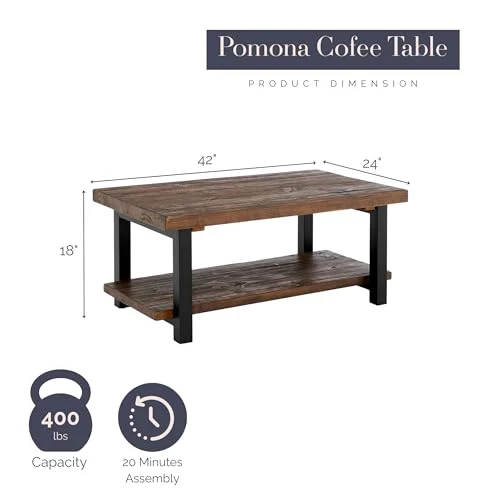 Rustic Coffee Table with Storage Shelf for Industrial Living Room Style showcase
