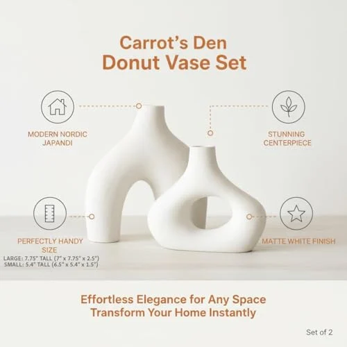 Set of 2 Ceramic Donut Vases for Minimalist Home Centerpieces results