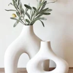 Set of 2 Ceramic Donut Vases for Minimalist Home Centerpieces
