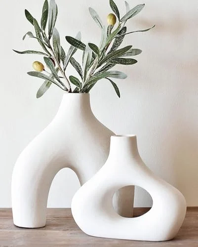 Set of 2 Ceramic Donut Vases for Minimalist Home Centerpieces review