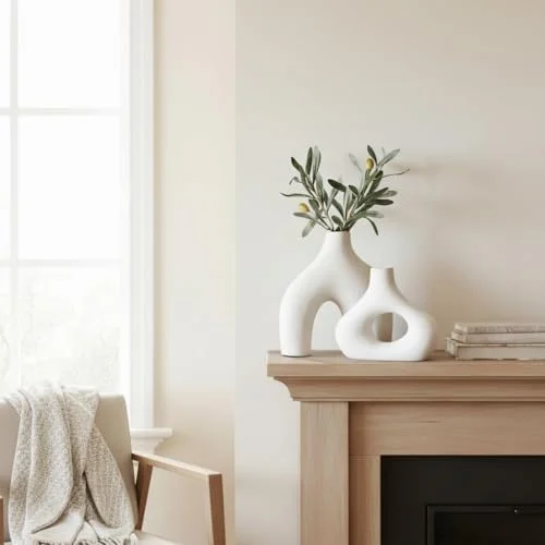 Set of 2 Ceramic Donut Vases for Minimalist Home Centerpieces showcase