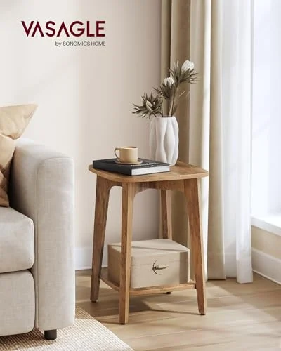 Square 2-Tier Side Table with Curved Design for Small Areas detail