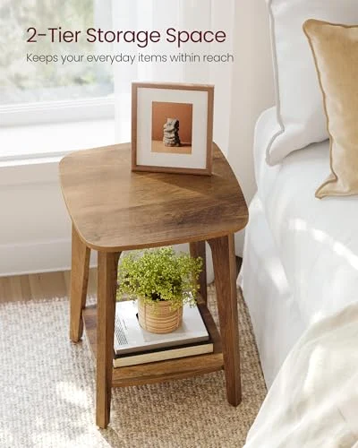 Square 2-Tier Side Table with Curved Design for Small Areas features