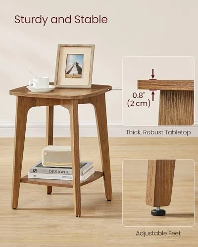 Square 2-Tier Side Table with Curved Design for Small Areas results
