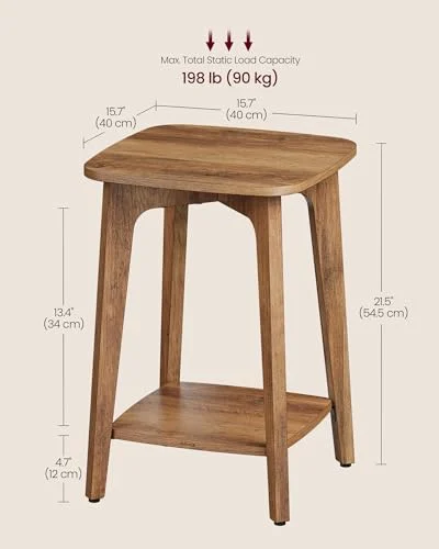 Square 2-Tier Side Table with Curved Design for Small Areas showcase