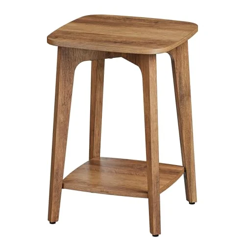 Square 2-Tier Side Table with Curved Design for Small Areas unboxing