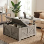 Square Farmhouse Coffee Table with Hidden Storage for Small Spaces