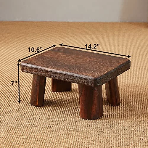 Sturdy Rectangular Wooden Step Stool for Kitchen and Bathroom detail