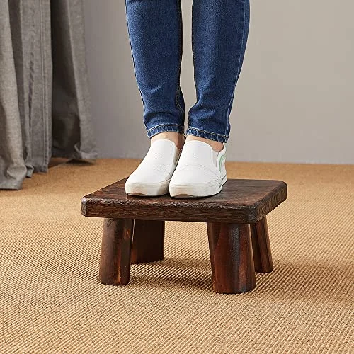 Sturdy Rectangular Wooden Step Stool for Kitchen and Bathroom unboxing