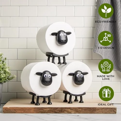 VELENTI Sheep Toilet Roll Holder – Fun 3D Printed Bathroom Decor features