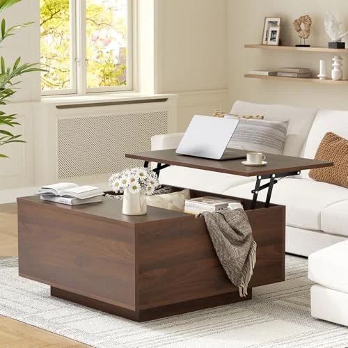 Walnut Lift Top Coffee Table with Hidden Storage for Modern Living review